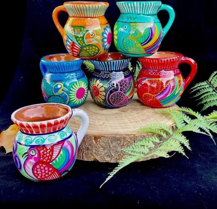 Traditional Hand Painted Mexican Clay Mug