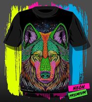 Men Neon Design Wolf T-shirt