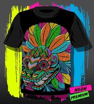 Men Neon Design Quetzalcoatl T-shirt