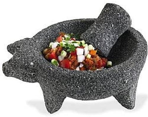 Pig Mortar Lava Stone /Molcajete Tradicional