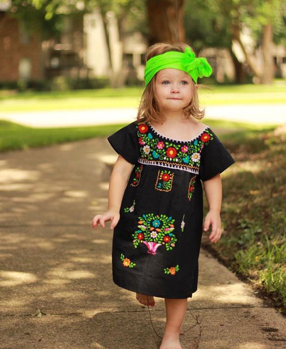 Embroidery Mexican Bohemian Girls Dress