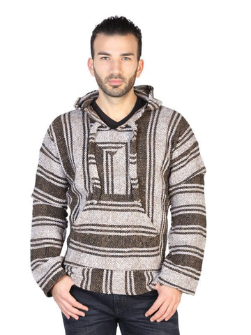 Mexican Baja Hoodie Hippie Surf Poncho Pull Over