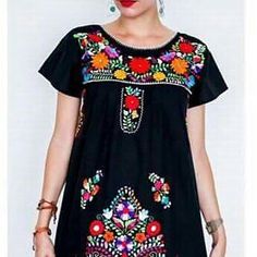 Embroidery Mexican Bohemian Short Dress