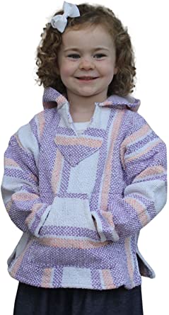 Mexican Baja Hoodie Hippie Surf Poncho Pull Over Kids Girls / Boys