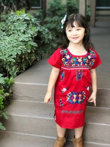 Embroidery Mexican Bohemian Girls Dress