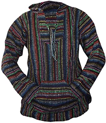 Mexican Baja Hoodie Hippie Surf Poncho Pull Over