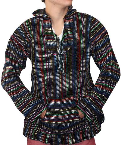 Mexican Baja Hoodie Hippie Surf Poncho Pull Over