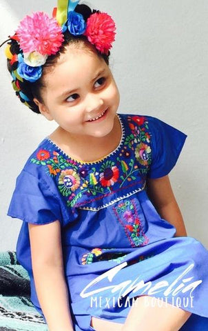 Embroidery Mexican Bohemian Girls Dress