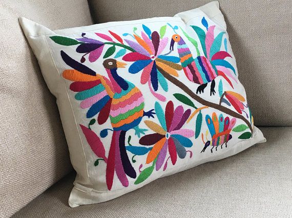 Otomi Pattern Mexican Embroidery Pillow Case Cushion Cover