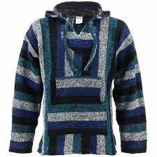 Mexican Baja Hoodie Hippie Surf Poncho Pull Over