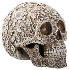 Floral Carved Skull  Day of Dead