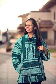 Mexican Baja Hoodie Hippie Surf Poncho Pull Over