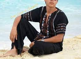 Traditional Men Kurta Black White and Brown