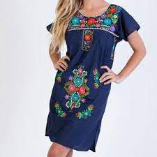 Embroidery Mexican Bohemian Short Dress