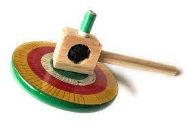 Traditional Wooden Trompo Pirinola Lace Spin Mexican Toy