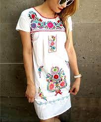 Embroidery Mexican Bohemian Short Dress