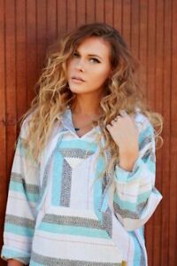 Mexican Baja Hoodie Hippie Surf Poncho Pull Over