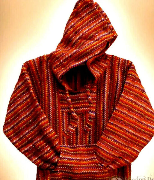 Mexican Baja Hoodie Hippie Surf Poncho Pull Over