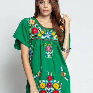 Embroidery Mexican Bohemian Short Dress