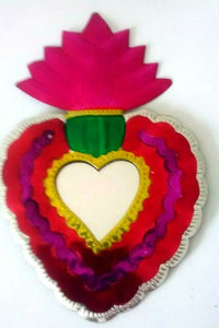 Folk Art Tin Heart Decoration Mirror