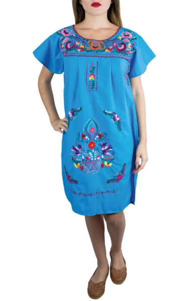 Embroidery Mexican Bohemian Short Dress