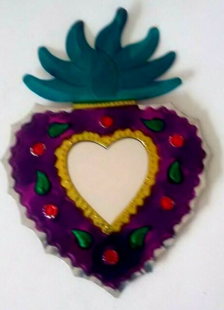 Folk Art Tin Heart Decoration Mirror