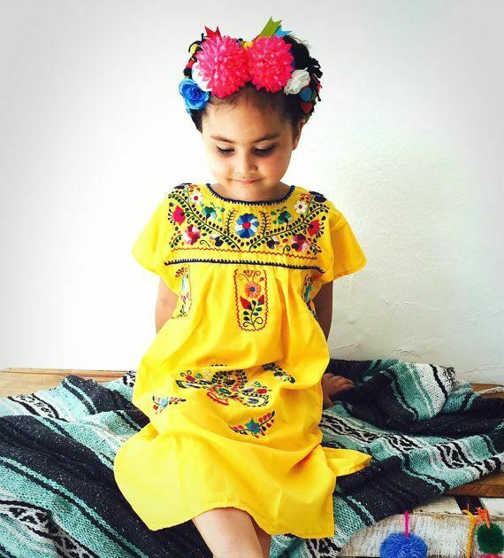 Embroidery Mexican Bohemian Girls Dress