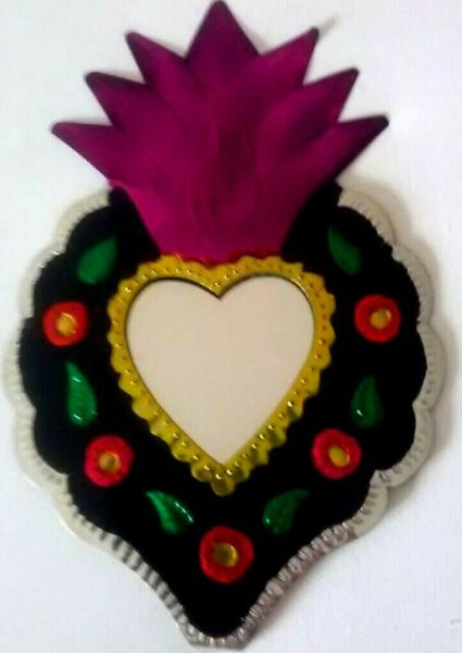 Folk Art Tin Heart Decoration Mirror