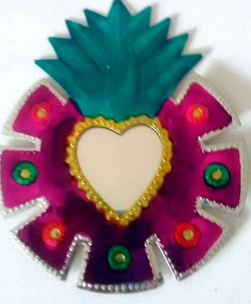 Folk Art Tin Heart Decoration Mirror